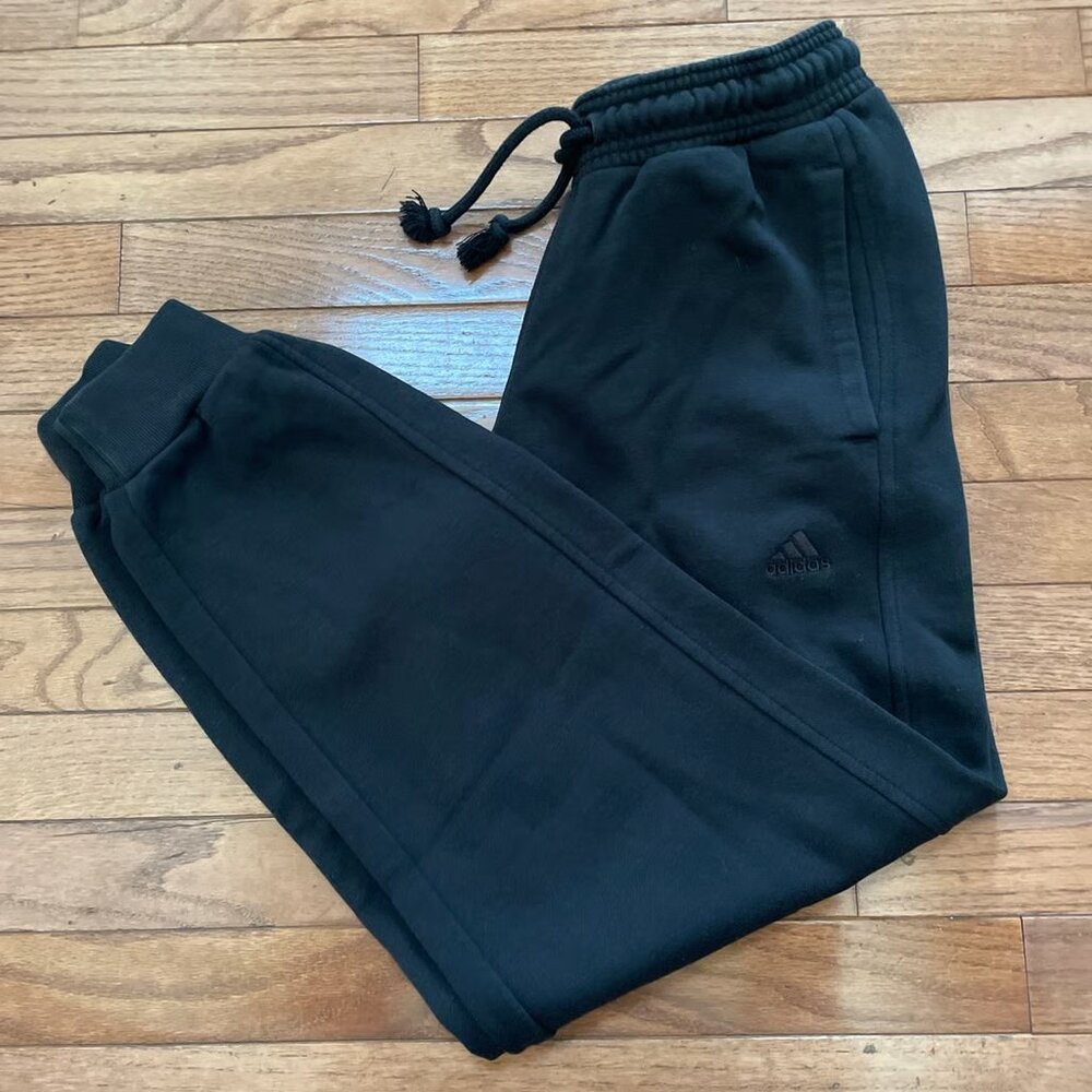 adidas all szn fleece womens black sweatpants (XS)
